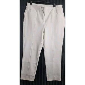 Chicos So Slimming Pants S12 White Stretch Control Top PullOn Front Pocket Ankle